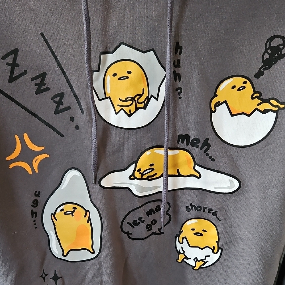 Love Tribe Gray Hoodie with Egg Characters. Gudetama Character - Picture 2 of 4